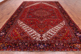 Red Vintage Persian Heriz Serapi Hand-Knotted Wool Rug - 9' 9" X 13' 2"