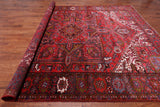 Red Vintage Persian Heriz Serapi Hand Knotted Wool Rug - 9' 9" X 12' 7"