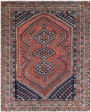 Rust Vintage Persian Shiraz Hand-Knotted Wool On Wool Rug - 7' 2" X 9' 0"