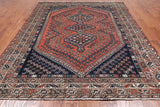 Rust Vintage Persian Shiraz Hand-Knotted Wool On Wool Rug - 7' 2" X 9' 0"