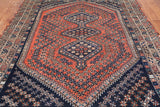 Rust Vintage Persian Shiraz Hand-Knotted Wool On Wool Rug - 7' 2" X 9' 0"