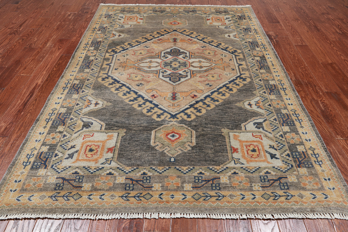 Grey Persian Fine Serapi Handmade Wool Rug - 6' 0" X 8' 9"