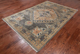Grey Persian Fine Serapi Handmade Wool Rug - 6' 0" X 8' 9"