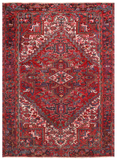 Red Vintage Persian Heriz Serapi Handmade Wool Rug - 6' 9" X 9' 3"