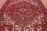 Red Vintage Persian Heriz Serapi Handmade Wool Rug - 6' 9" X 9' 3"
