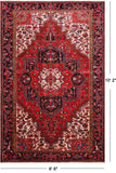 Red Vintage Persian Heriz Serapi Handmade Wool Rug - 6' 6" X 10' 2"