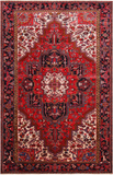 Red Vintage Persian Heriz Serapi Handmade Wool Rug - 6' 6" X 10' 2"