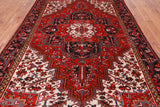 Red Vintage Persian Heriz Serapi Handmade Wool Rug - 6' 6" X 10' 2"