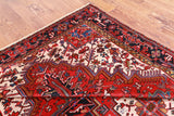 Red Vintage Persian Heriz Serapi Handmade Wool Rug - 6' 6" X 10' 2"