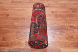 Red Vintage Persian Heriz Serapi Handmade Wool Rug - 6' 7" X 9' 3"