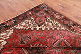Red Vintage Persian Heriz Serapi Handmade Wool Rug - 6' 7" X 9' 3"