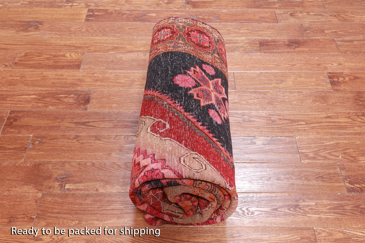Navy Blue Vintage Persian Handmade Wool Rug - 5' 4" X 10' 2"