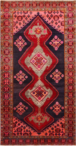 Navy Blue Vintage Persian Handmade Wool Rug - 5' 4" X 10' 2"