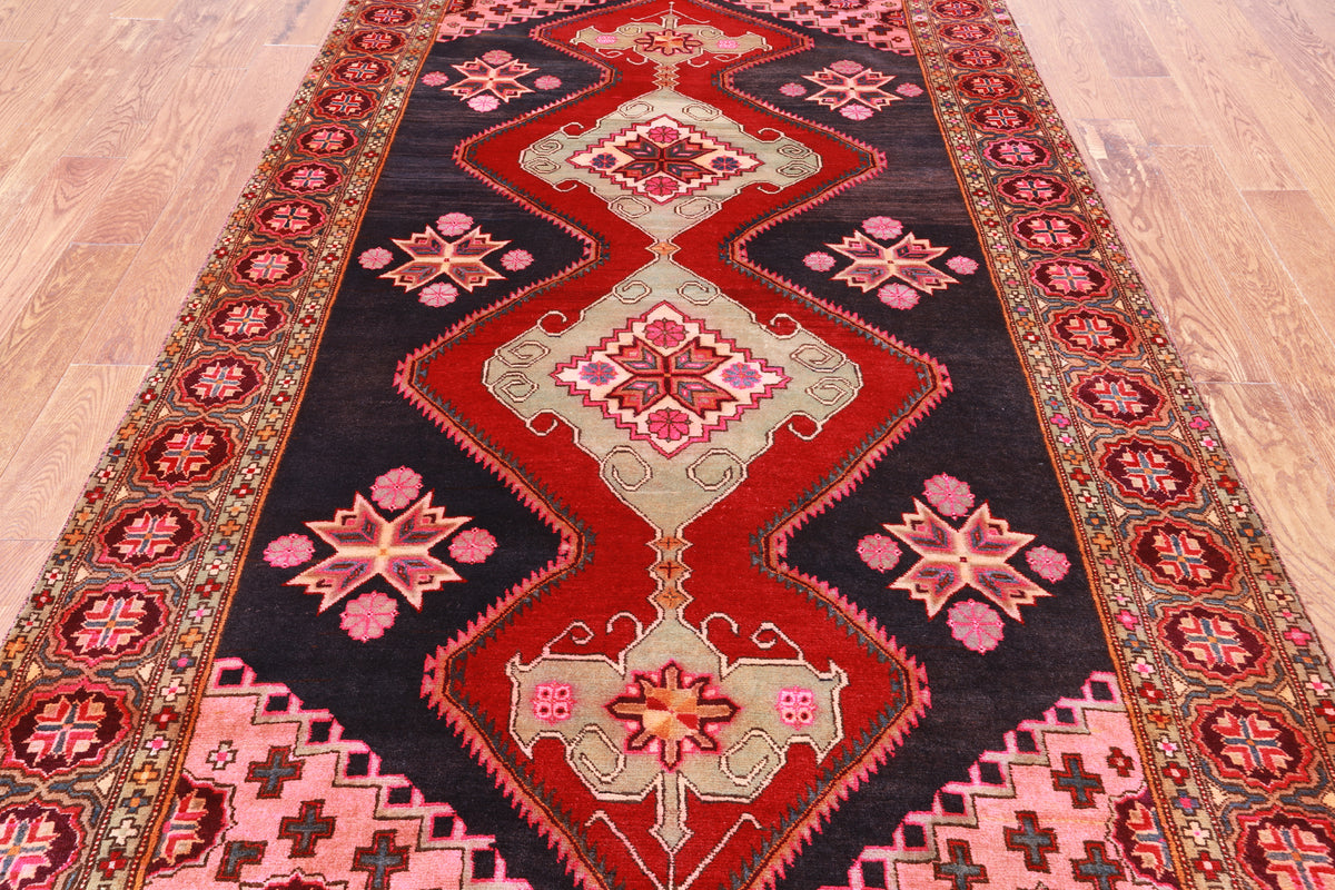 Navy Blue Vintage Persian Handmade Wool Rug - 5' 4" X 10' 2"