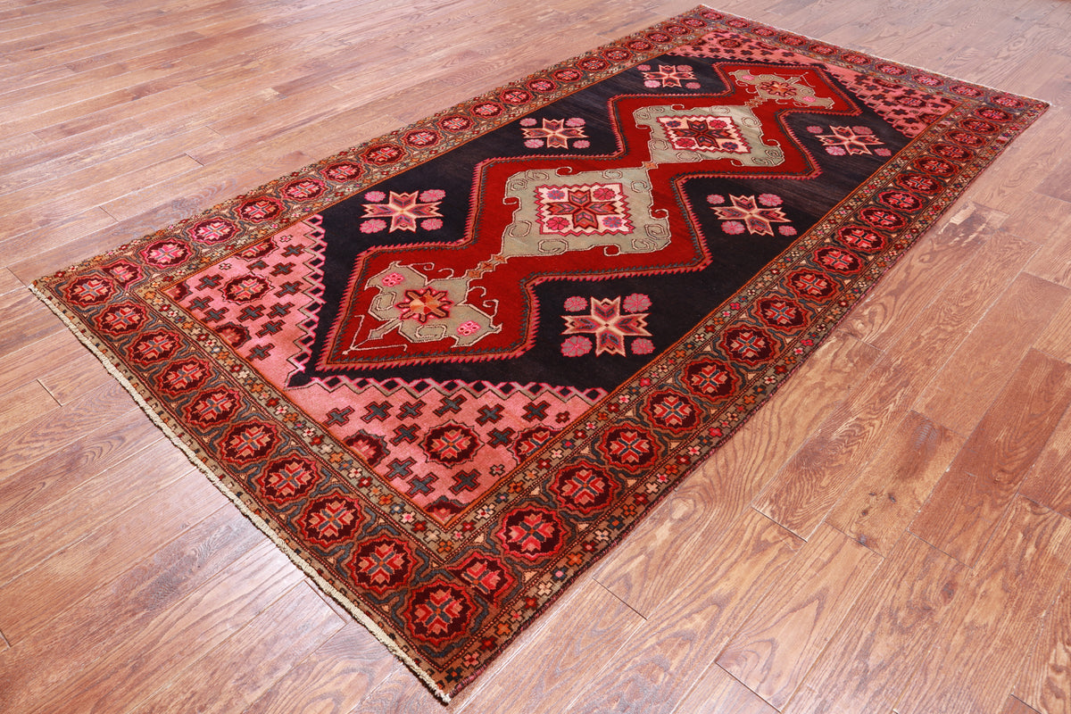 Navy Blue Vintage Persian Handmade Wool Rug - 5' 4" X 10' 2"