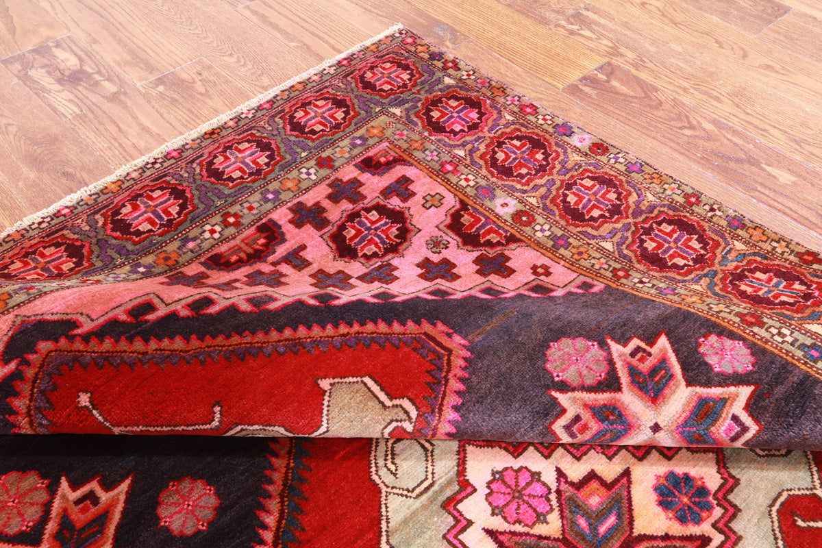 Navy Blue Vintage Persian Handmade Wool Rug - 5' 4" X 10' 2"