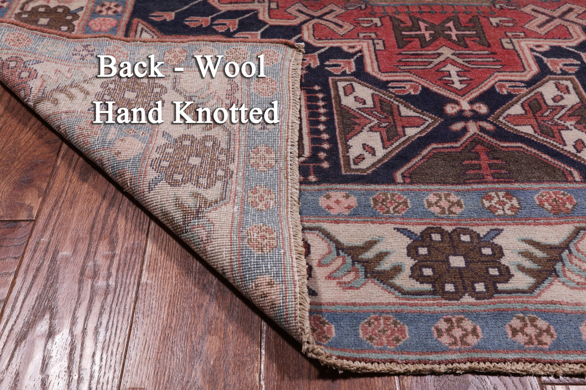 Navy Blue Vintage Persian Handmade Wool Rug - 4' 10" X 10' 4"