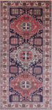 Navy Blue Vintage Persian Handmade Wool Rug - 4' 10" X 10' 4"
