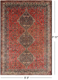 Rust Vintage Persian Hand-Knotted Wool Rug - 5' 3" X 7' 11"