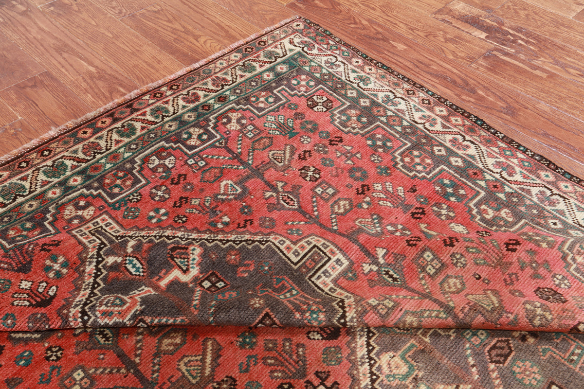 Rust Vintage Persian Hand-Knotted Wool Rug - 5' 3" X 7' 11"