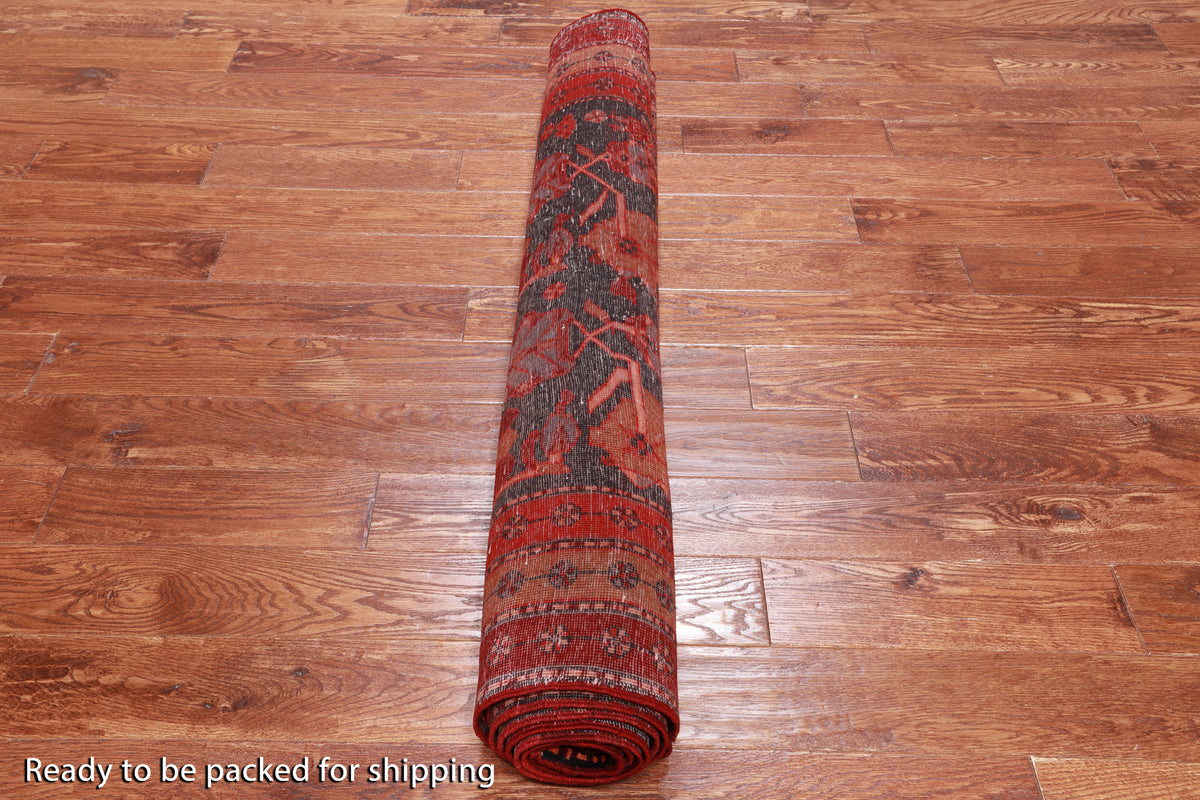 Navy Blue Vintage Persian Hand Knotted Wool Rug - 4' 7" X 10' 4"