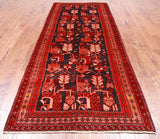 Navy Blue Vintage Persian Hand Knotted Wool Rug - 4' 7" X 10' 4"
