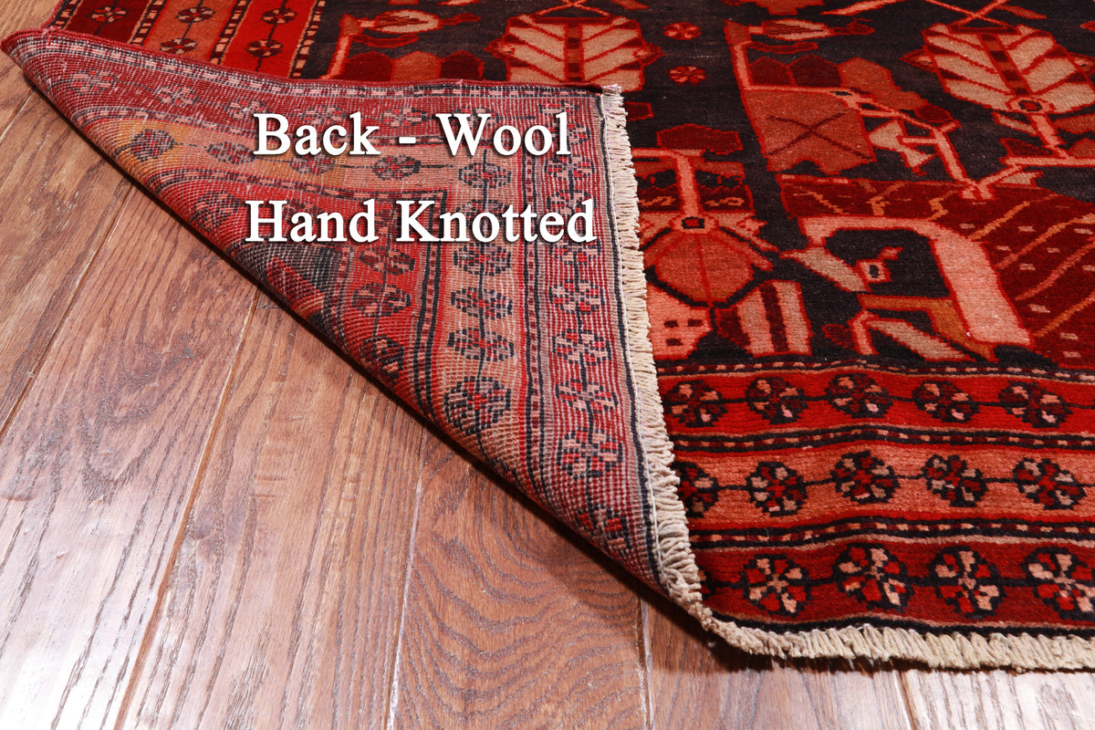 Navy Blue Vintage Persian Hand Knotted Wool Rug - 4' 7" X 10' 4"
