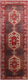 Brown Vintage Persian Hamadan Handmade Wool Runner Rug - 3' 11" X 11' 6"