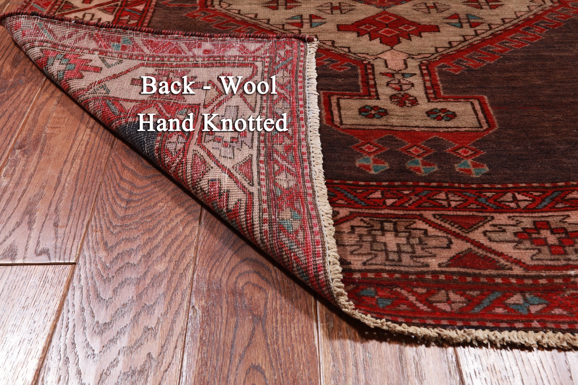 Brown Vintage Persian Hamadan Handmade Wool Runner Rug - 3' 11" X 11' 6"