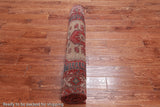 Brown Vintage Persian Hamadan Handmade Wool Runner Rug - 3' 11" X 11' 6"
