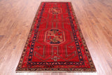 Red Vintage Persian Hand-Knotted Wool Runner Rug - 4' 5" X 10' 2"