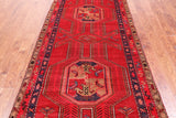 Red Vintage Persian Hand-Knotted Wool Runner Rug - 4' 5" X 10' 2"