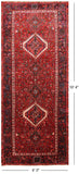 Red Vintage Persian Heriz Serapi Hand Knotted Wool Runner Rug - 4' 3" X 10' 4"