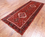 Red Vintage Persian Heriz Serapi Hand Knotted Wool Runner Rug - 4' 3" X 10' 4"