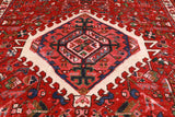 Red Vintage Persian Heriz Serapi Hand Knotted Wool Runner Rug - 4' 3" X 10' 4"