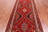 Red Vintage Persian Hand Knotted Wool Runner Rug - 3' 11" X 10' 2"