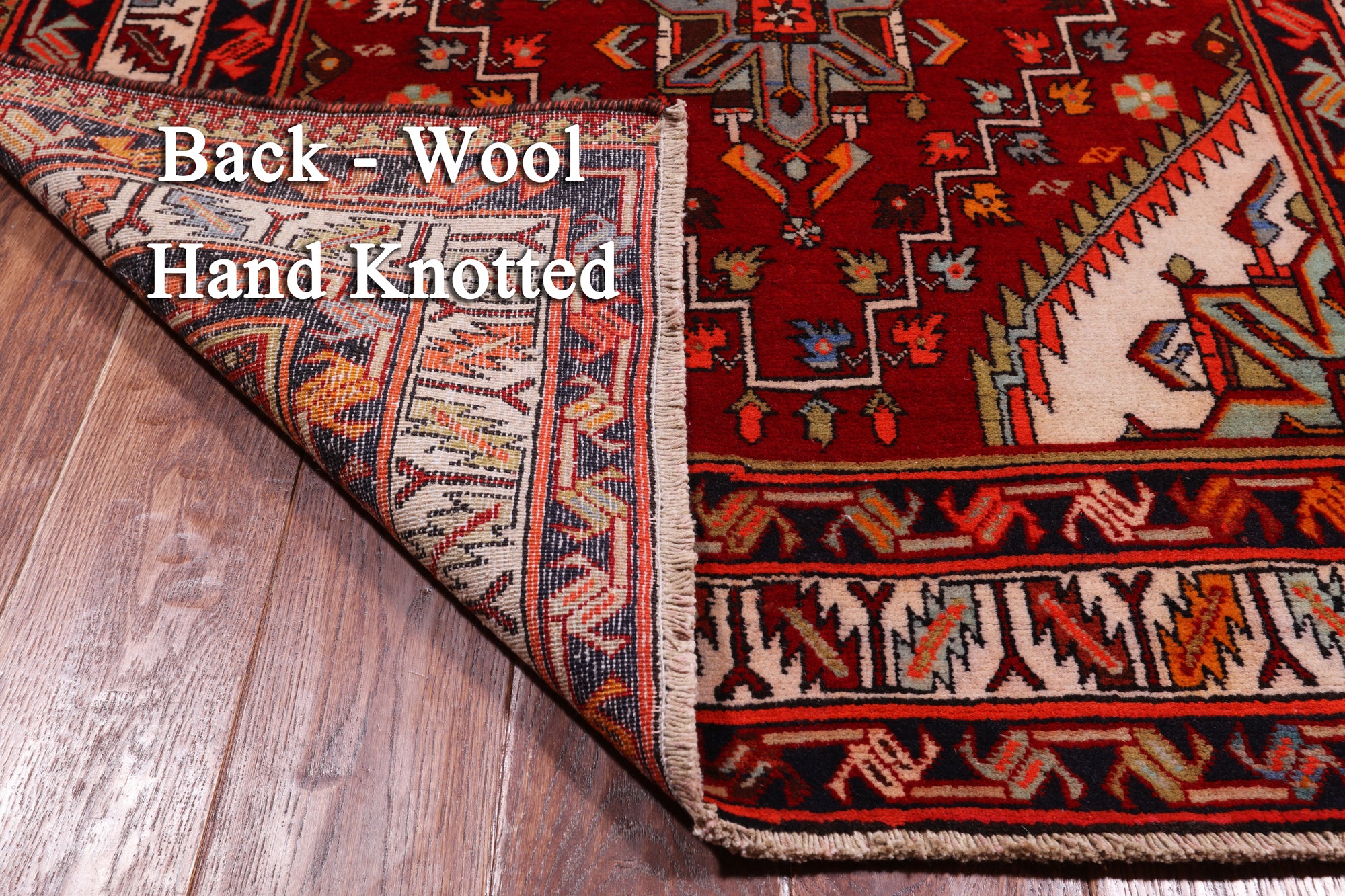Red Vintage Persian Hand Knotted Wool Runner Rug - 3' 11" X 10' 2"