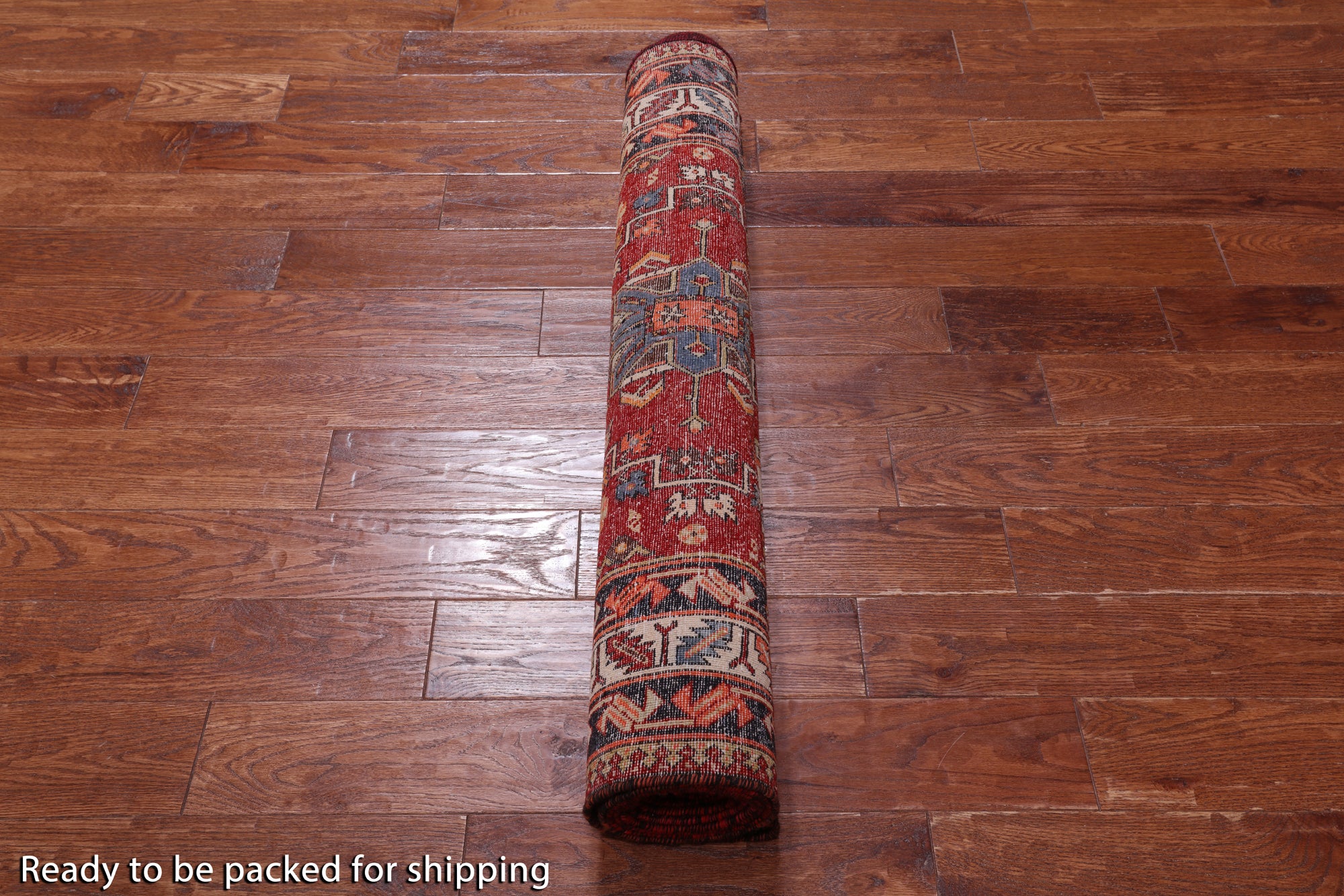 Red Vintage Persian Hand Knotted Wool Runner Rug - 3' 11" X 10' 2"
