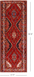 Red Vintage Persian Hand Knotted Wool Runner Rug - 3' 11" X 10' 2"