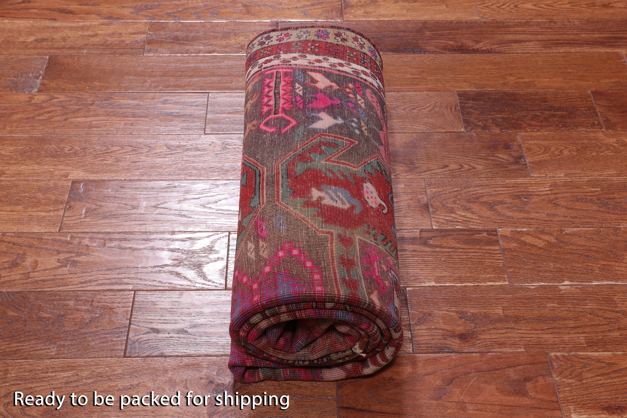 Brown Vintage Persian Hand Knotted Wool Runner Rug - 4' 5" X 9' 0"