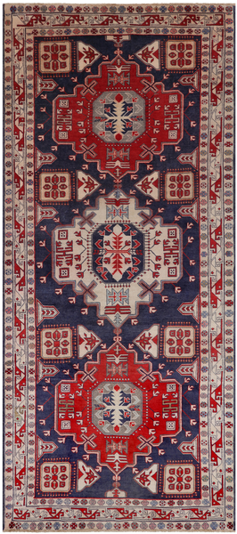 Blue Vintage Persian Hand Knotted Wool Rug - 4' 7" X 10' 4"