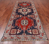 Blue Vintage Persian Hand Knotted Wool Rug - 4' 7" X 10' 4"