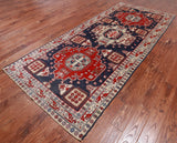 Blue Vintage Persian Hand Knotted Wool Rug - 4' 7" X 10' 4"