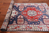 Blue Vintage Persian Hand Knotted Wool Rug - 4' 7" X 10' 4"