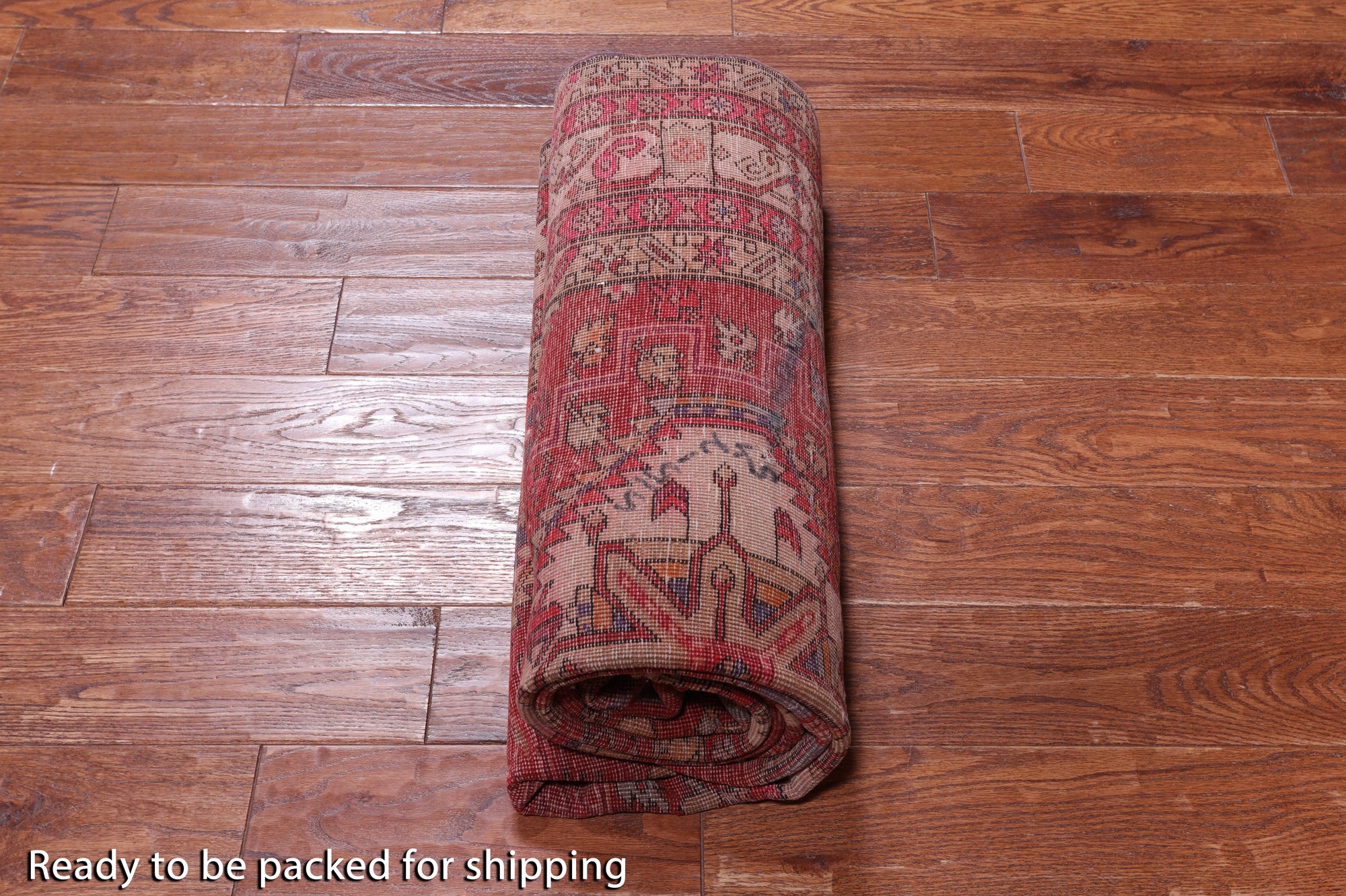 Pink Vintage Persian Handmade Wool Rug - 4' 6" X 9' 2"