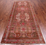 Brown Vintage Persian Hand Knotted Wool Runner Rug - 4' 2" X 10' 5"