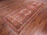 Brown Vintage Persian Hand Knotted Wool Runner Rug - 4' 2" X 10' 5"