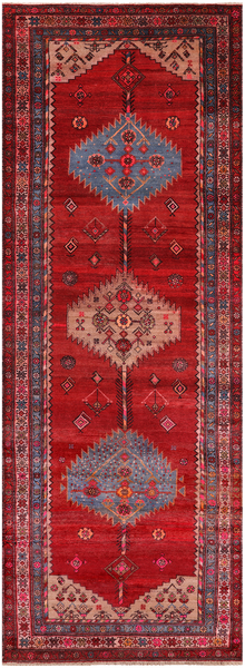 Red Vintage Persian Handmade Wool Runner Rug - 4' 0" X 12' 0"