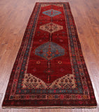 Red Vintage Persian Handmade Wool Runner Rug - 4' 0" X 12' 0"