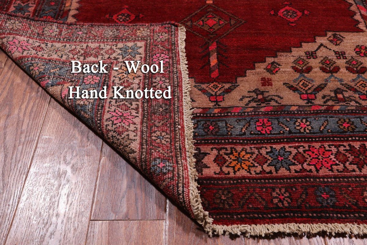 Red Vintage Persian Handmade Wool Runner Rug - 4' 0" X 12' 0"